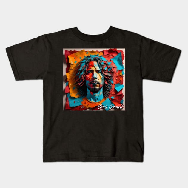 Chris Cornell // Paper Art Kids T-Shirt by Otmr Draws